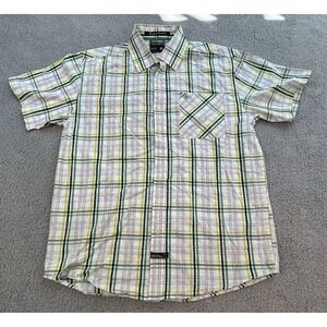 Southpole Shirt Men's Multicolor Stripe XLARGE Short Sleeve Button Up Plaid